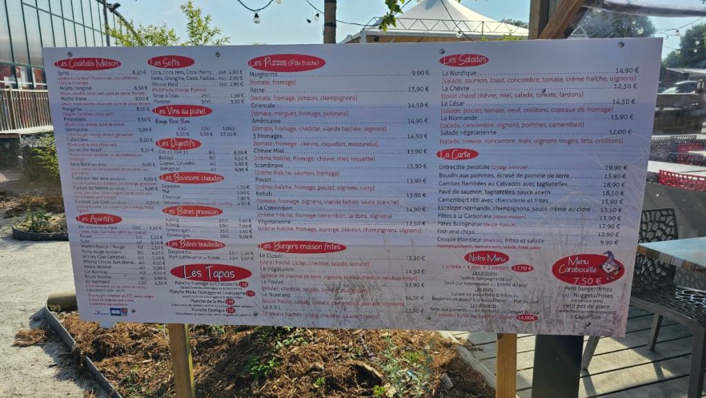 Menu restaurant